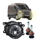 Par Farol Auxiliar Milha Lente em Vidro + Lâmpadas H11 Ford Transit 2009 Á 2014 Kit