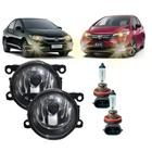 Par Farol Auxiliar Milha Neblina Lente em Vidro + Lâmpadas H11 Honda City Fit