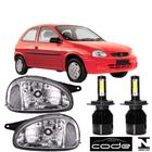 Par farol corsa hatch 1994 a 2002 cromado p super led 6000k