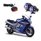 Par Farol de Milha Angel Eye U7 Azul para Moto Kawasaki NINJA ZZR 1100CC 1993 1994 1995 1996 1997 1998 1999 até 2003