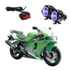 Par Farol de Milha Angel Eye U7 Mini Azul para Moto Kawasaki Ninja ZX 7 750CC 2001 2002 2003 2004 2005 2006 até 2022