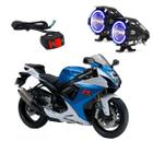 Par Farol de Milha Angel Eye U7 Mini Azul para Moto Suzuki GSX 750F 1994 1995 1996 1997 1998 1999 2000 até 2022