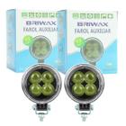 Par farol de milha redondo 4 leds bivolt 12w com lupa