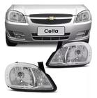 Par Farol Dianteiro Foco Simples Máscara Cromada Chevrolet Celta 2007 a 2015 Prisma