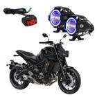 Par Farol Milha Angel Eye U7 Mini Azul para Moto MT 09 850CC 2014 2015 2016 2017 2018 2019 2020 2021 2022 - U7AA