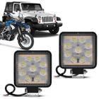 Par Farol Milha Quadrado Universal 9 Leds 27W 12V Carro Moto Jeep Off-Road Auxiliar Neblina