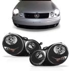 Par farol polo hatch sedan 2003 a 2006 mascara negra