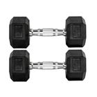 Par Halteres 5kg + 5kg Dumbbell Sextavado Emborrachado Pegada Cromada Gallant (GDb05F3B-Pt)