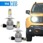 Par Lâmpadas H4 Farol Alto Baixo Chery QQ 2011 2012 2013 2014 2015 2016 Super Led C6 6000k 7200 Lumens Branco Frio Efeito Xenon