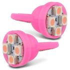 Par Lâmpadas LED T10 W5W Pingo 4 LEDs 2W 12V Luz Rosa Aplicação Farol Meia Luz