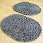 Par Oval de Tapetes em Crochê 2 peças feito a mão - Cinza
