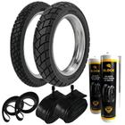 Par Pneu Biz 125 Pop 110i 250-17 + 80/100-14 R34 Rinaldi + Camaras + Cintas + Selantes