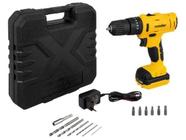 Parafusadeira Furadeira de Impacto Bateria 12V 1.3Ah Mandril 10mm Carregador Bivolt Maleta 6 Brocas e Acessórios Vonder