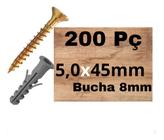 Parafuso Com Buchas Kit Com 200 Phs 5,0x45 5x45 +buchas 8mm - Jomarca