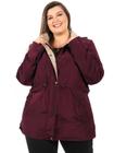 Parka Plus Size Feminina Anistia Capuz Corta Vento Bordo