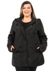 Parka Plus Size Feminina Anistia Forro Corta Vento Preto