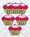 Passadeira + 3 Tapetes Formato Cupcakes com Bege - Frufru
