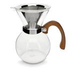 Passador de Café Vidro Borossilicato Alça de Madeira com Filtro de Inox 650 ml