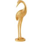 Pássaro Dourado Decorativo Em Poliresina 39Cm