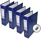 Pasta Fichário AZ Registradora Ofício Largo Cor Azul Kit 4un Ideal para Escritórios Arquivo Organização de Documentos