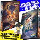 Pasta Fichário Capa Dura 4 argolas Pokémon Astros Cintilantes Charizard Arceus +10 Folhas +19 Cards