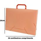 Pasta Maleta Grande Plástico Resistente Oficio com Alça e Elástico para Fechar Tons Pastéis 26x36cm Acp