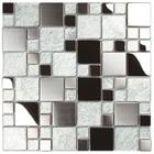 Pastilha de Aço Inox e Vidro 29,8x29,8cm Glass Mosaic Espelhado/Escovado