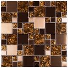 Pastilha Metal Inox Escovado Dourado 29x29 Glass Mosaic