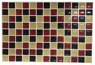 Pastilha Resinada Mosaico Preto, Bege,vermelho Placa 20x30cm