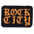 Patch Rock City Old English Termocolante Preto/Laranja