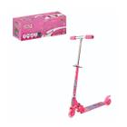 Patinete 2 Rodas Led Menina 45kg Ajustável e Dobrável Urso