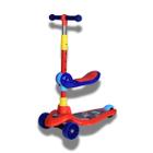 Patinete 3 Rodas 2 em 1 com Assento Azul e Vermelho - Uni Toys