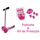 Patinete 3 Rodas Infantil Menina Rosa PPT-02R Com Kit De Proteção Fênix até 50kg