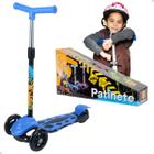 Patinete 3 Rodas Infantil Meninos Power Azul Ajustável 40kg