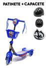Patinete Azul de 3 Rodas com Luzes e Sons Com Presente