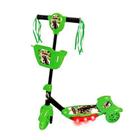 Patinete com Cesta Infantil 3 Rodas de Menino Radical Dinossauro com Luz e Som DM Toys DMR5620