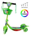 Patinete Com Cesta Infantil Luz E Música Roda Dupla - Verde