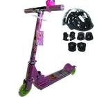 Patinete De Ferro 3 Rodas Barbie Com Luz E Kit Proteção - Elite