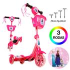 Patinete de Menina Frozen 3 Rodas Brinquedo Criança Com Led