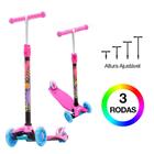 Patinete DM Radical Para Meninas Infantil de 3 Rodas Com Led