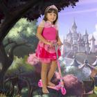 Patinete Dm Toys Rosa Ferro + Fantasia Feminina Princesa