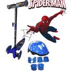 Patinete Infantil 3 Rodas C/ Led Homem Aranha e Kit Capacete