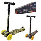 Patinete Infantil 3 rodas Camuflado Ajustável com Luz Led