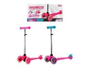 Patinete Infantil Com 3 Rodas E Led Ate 30Kg - Rosa Com ul