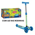 Patinete Infantil Irado Boy 3 Rodas com Luzes Brinquedo Menino Dobrável Azul Radical