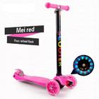 Patinete Infantil Luminoso 4 Rodas 50kgs - REGULAVEL - COR ROSA