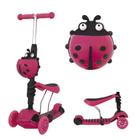 Patinete Infantil Menina 3 Rodas 2 Em 1 Com Luz Maravilhoso - Rosa