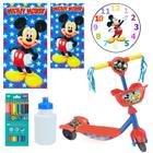 Patinete Infantil Mickey Mouse Kit Toalha Relogio Garrafa