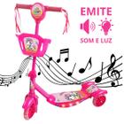 Patinete Infantil Musical Cestinha com Luz Som Menina Menino