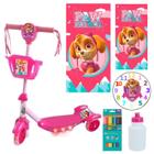 Patinete Infantil Patrulha Canina Skye Kit Toalha Relogio Garrafinha